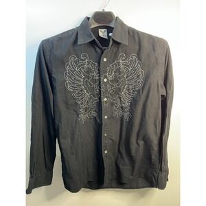 Avirex Mens Button Down Long Sleeve Shirt Size M (Black)